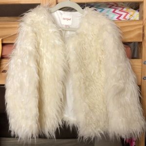 Girl’s 6/6X Ivory Faux Fur Jacket